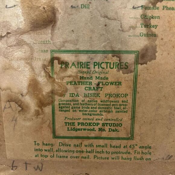 Prairie Pictures Signed Original Hand Made with Feather Flower Ida Bisek Prokop - Picture 4 of 5